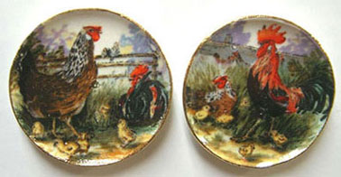 Dollhouse Miniature Rooster Platters